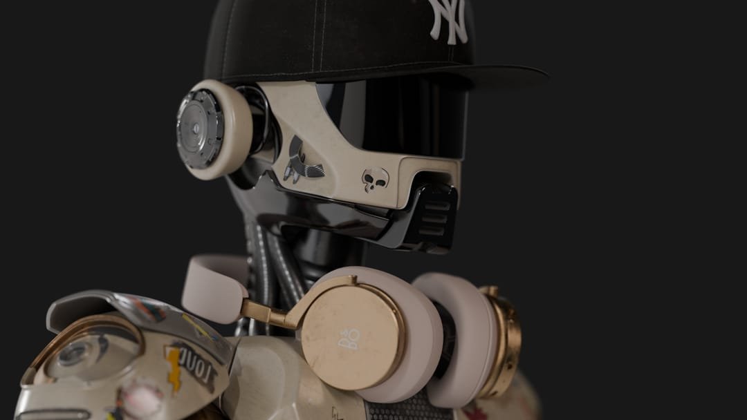 Robot head and shoulders with final materials