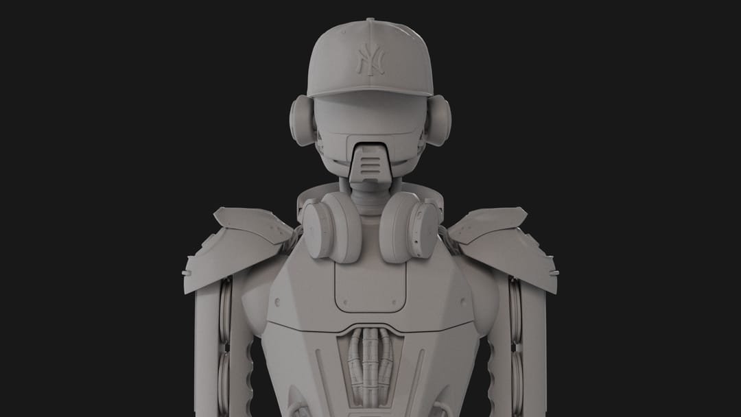 Robot render in clay