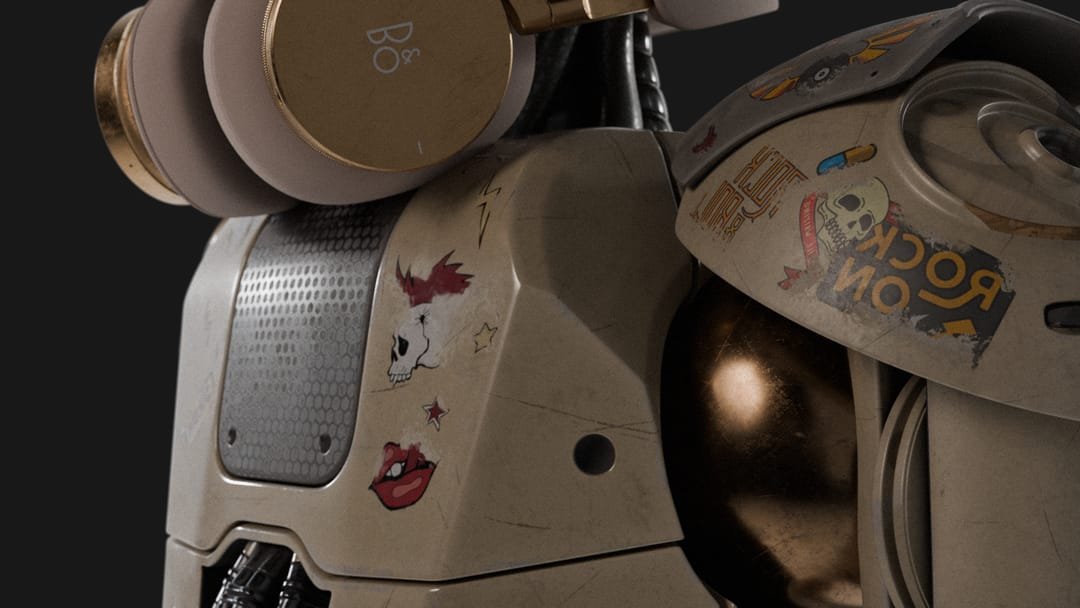 Close-up render of the robot head