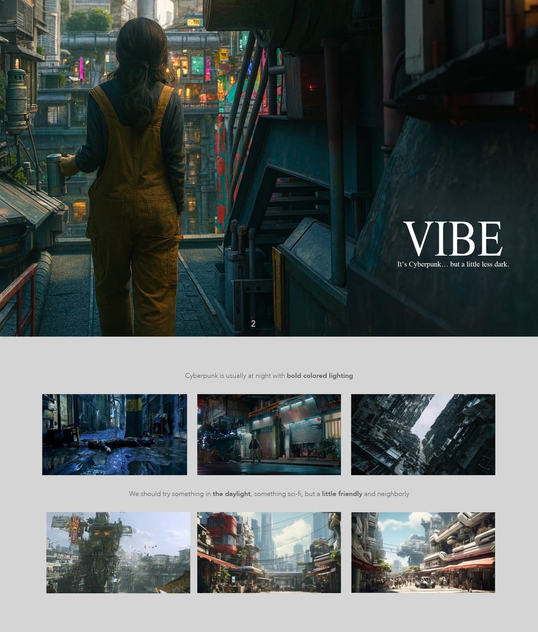 Vibe board: a daylight cyberpunk Bangkok with reference frames